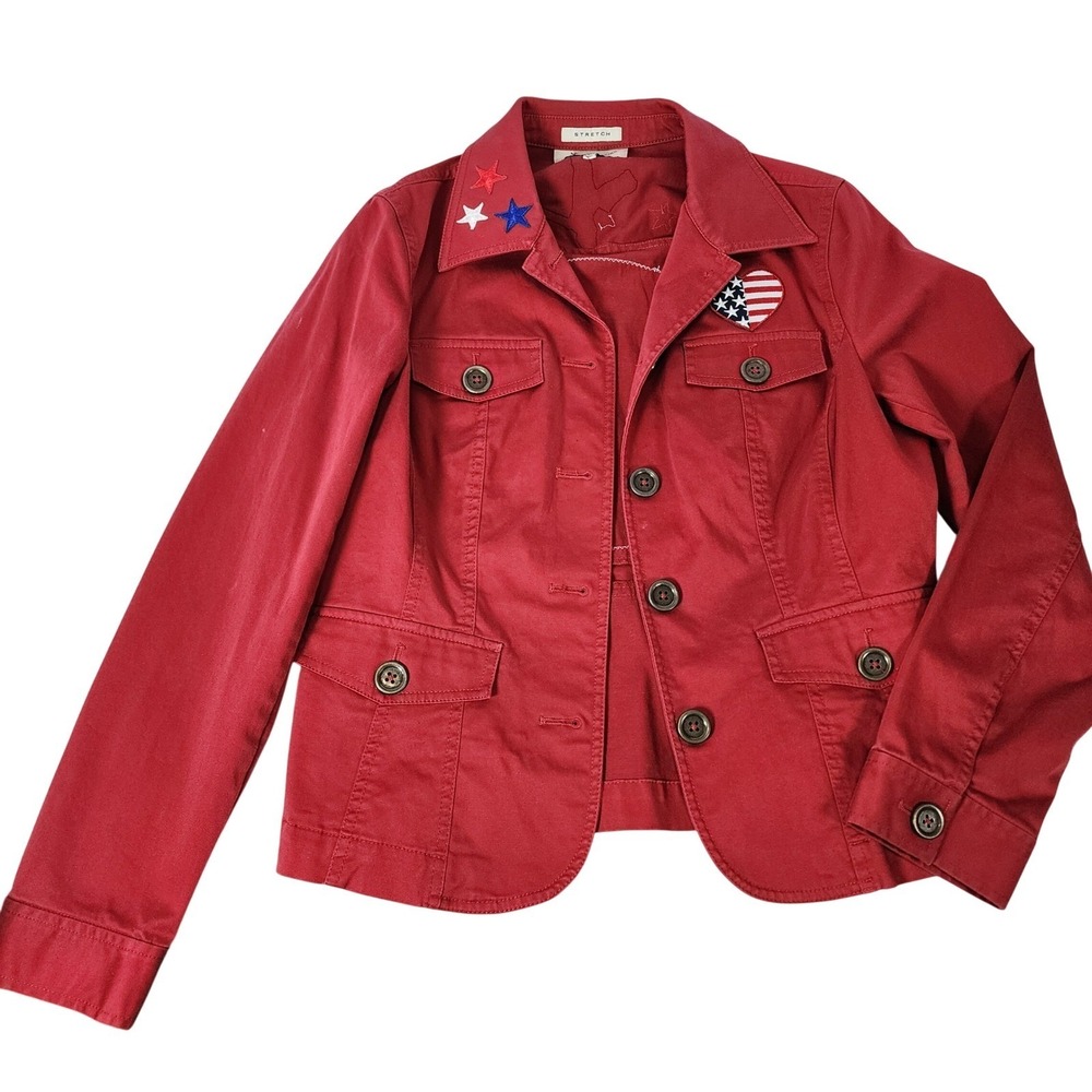 Jones New York Sport Red Trump Train Patriotic Stretch Jacket Womens Medium